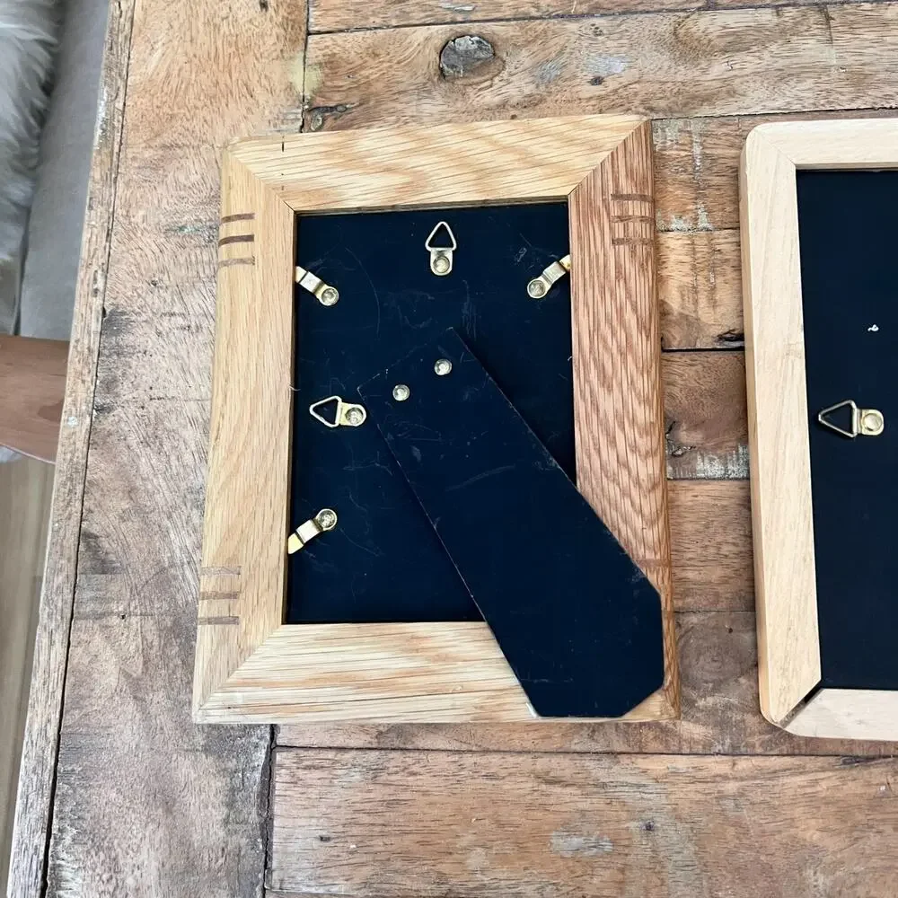 Handcrafted Wooden Inlay Design Picture Frames Set of 2 Modern Minimalist